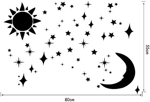 3D Стикери за Стена Слънцето, Луната и Звездите: 32ШТ Огледален Ефект, Стикери за Стена, Стикери за Детска