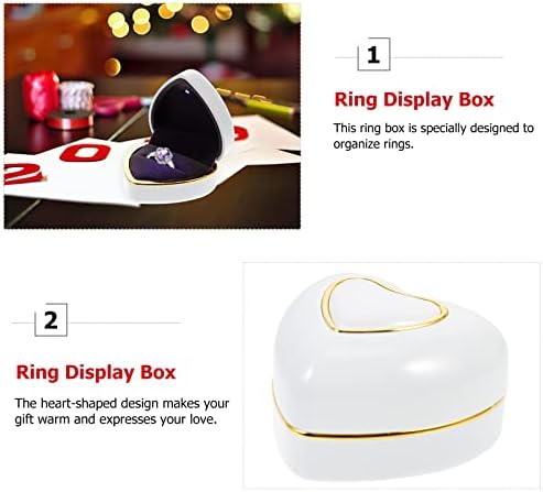 Veemoon Jewelry Box Heart-shaped Ring Box with LED Light Jewelry Box for Wedding Ring