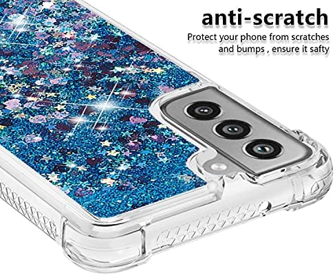 Съвместимост с Galaxy S21 FE Case, Течен Динамичен Течения Калъф Shell Против Fall Proof Bump Design Soft TPU Cover for Samsung Galaxy S21 FE, Blue Love