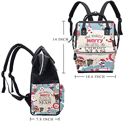 LORVIES Коледа Santa Claus and Friends Picture Diaper Bag Backpack, Голям Капацитет Muti-Function Travel