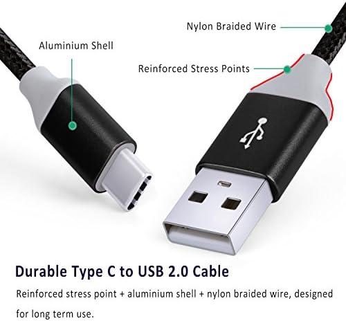 USB Type C Кабел, Pofesun (3-Pack 10 ФУТА) USB-A към USB-C Бързо зареждане на Найлон Сплетен USB C Кабел