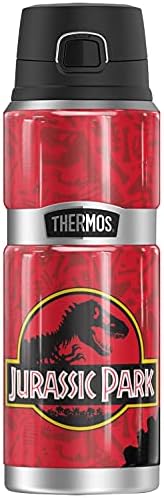 Jurassic Park Red T-Rex Pattern Logo THERMOS STAINLESS KING Бутилка За Напитки От Неръждаема Стомана с вакуумна изолация и двустенни, 24 грама