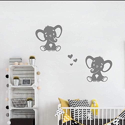 Две Прекрасни Слон Стикер на Стената с Любов Сърцето Етикети Винил Стени Изкуство за Детска стая и Детска