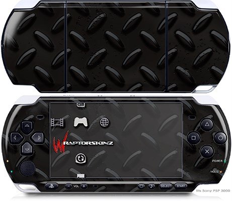 Sony PSP 3000 Decal Style Skin - Diamond Plate Metal 02 Black