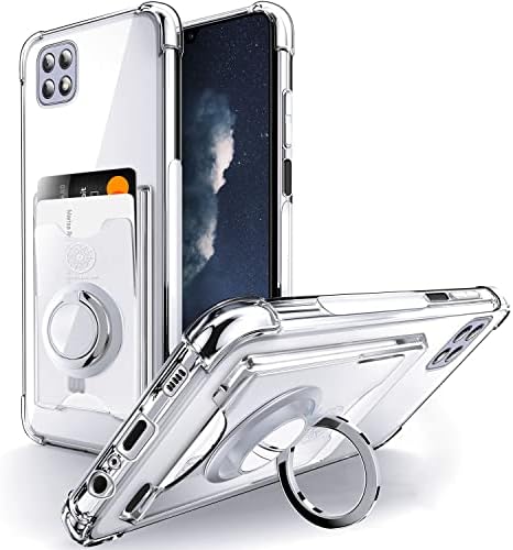 Shields Up for Galaxy A22 5G Case, Samsung A22 5G Case, Минималистична Чанта - портфейл с картодържателя и Пръстен Kickstand/Stand, Тънък Защитен устойчив на удари Калъф за Samsung Galaxy A22 5G - Clear