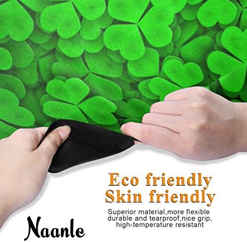 Naanle St. Patrick ' s Day Yoga Mat with Carrying Bag Set, Clover Exercise Mat Foldable Non Slip Travel Lightweight Workout Rug for Home Gym Yoga Pilates Stretching Floor Fitness 71x26 Инча