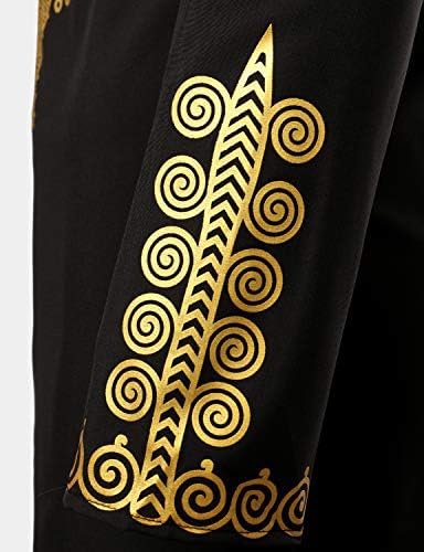 LucMatton Мъжки Традиционна Африканска Дашики Луксозна Метална Златна Печатна Сватбена риза със Средна дължина