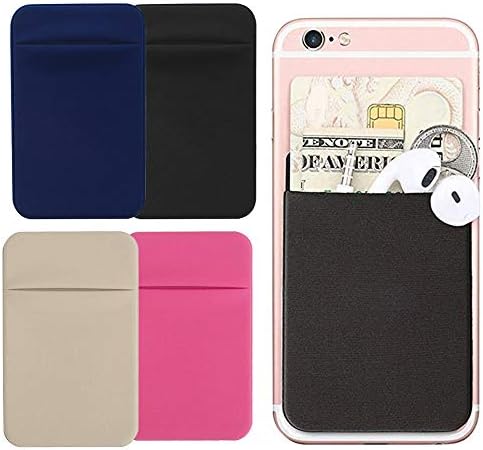 Mayplus Card Holder for Back of Phone Wallet, Stick-on Credit Phone Card Holder Cell Phone Case Pocket Adhesive Sticker Card Pocket(тъмно синьо)