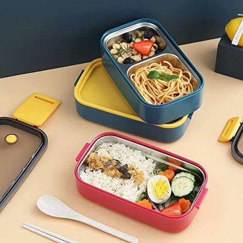 Обяд-кутия от Неръждаема стомана Сладък Обяд за Съхранение на Хранителни Контейнери Boxs Пшеница Слама Материал Битумен Японски стил Bento Box (цвят : B)