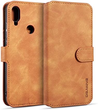 CAOMING Retro Oil Side Horizontal Flip Case Калъф Huawei Y6 (2019), с притежателя на слота за карти и чантата Елегантен и удобен (цвят : кафяв)