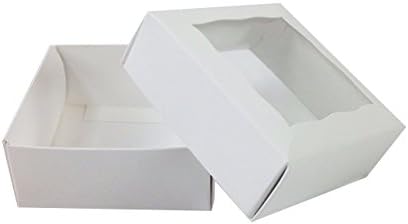 Черна Котка Авеню 4 x 4 x 1 3/4 Бял Бисквитки Подаръчни Кутии с Прозорец Шоколад Лекува Полза на Хлебни