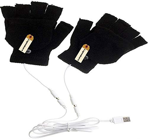 Lsgoodcare Черен USB Пълен и Полпальца Отопление Плетене Вълна Ръцете си Топли Ръкавици, Зимни USB Захранва