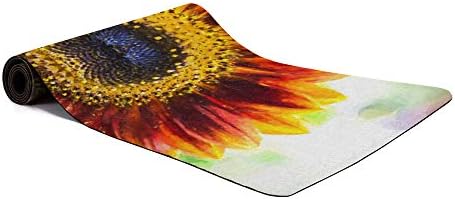 wanxinfu Yoga Mat, Non Slip-Eco Friendly Exercise Mat Sunflower Petal Image - High Density Pilates Mat with