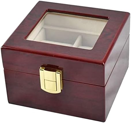 XKAOL Display Carrying Collector Men Women Travel Clear Glass Watch Jewelry Box Box (Цвят : червено вино,