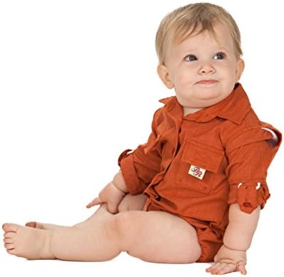 BullRed Baby Boys Orange PFG Vented Fishing Shirt Button Up One Piece Snaps, 18m