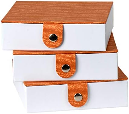 Hammont Orange Gift Box with Snap Closure (3 Pack) - 5.9X5.9X1.8 Jewelry Box, Storage Display Organizer Cardboard Chrome Button Boxes Great for рожден ден, Годишнина, Сватба Gifts