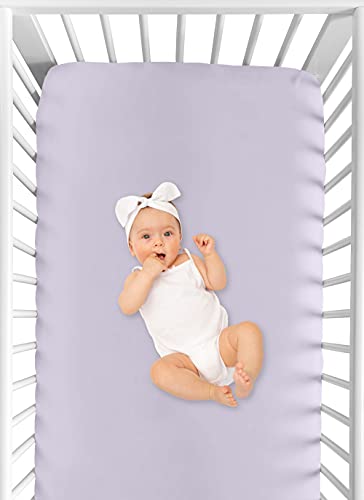 Sweet Jojo Designs Purple Момиче Fitted Crib Sheet Baby or Toddler Bed Nursery - Solid Color Light Lavender