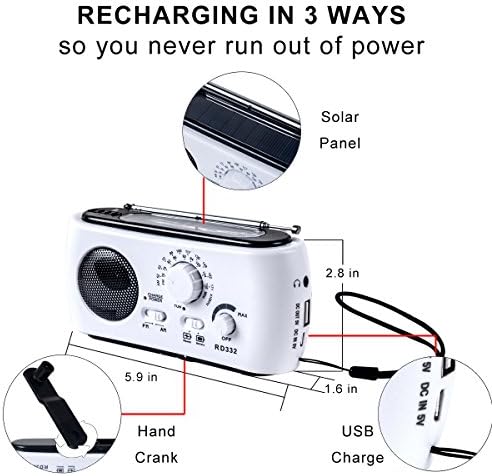 Disaster Радио със Слънчеви и Кривошипным Зарядно Устройство, 3 Led Фенерче и USB Зареждане FM/AM Радио