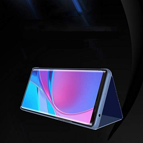 Защитен калъф чудесно за Samsung Galaxy М31 / M21 / M30S Покритие Огледало Странично Флип Кожен калъф с държач(черен) (Цвят : синьо)
