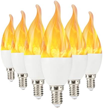 LED VIVID FLAME-6 Pack 1800K LED Flame Effect Light Bulb with FCC Certification,E12 Трептенето Flame Candelabra Bulb,for Hotel/Garden/Coffee /Festival Decoration.