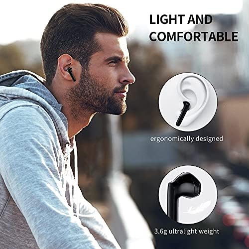 Безжични Слушалки, Bluetooth 5 Слушалки 24 Часа Възпроизвеждане на IPX7 Водоустойчив Слушалки с Вграден Микрофон за iPhone, Android