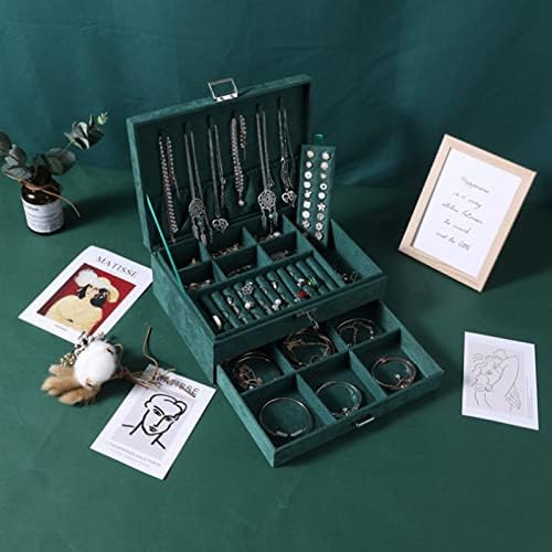 MY MIRONEY Jewelry Box Organizer Green Velvet Jewelry Box for Women Girls Vintage Бижута Holder Display