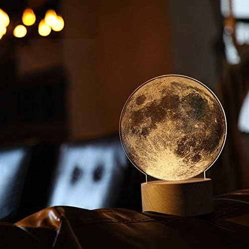 WNDFX Сладък Творчески Затъмняване Акрил Дневна Спалня лека нощ Модерна LED Луна 3D Смола Твърда Дървесина