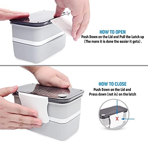 Poorcar Bento Box,Bento Lunch Box за деца и възрастни, 2 Штабелируемые Херметически Обяд кутии,Микровълнова