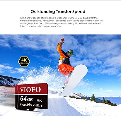 VIOFO 64GB Високоскоростна Карта памет MLC с Адаптер Поддържа Запис на видео 4K Ultra HD