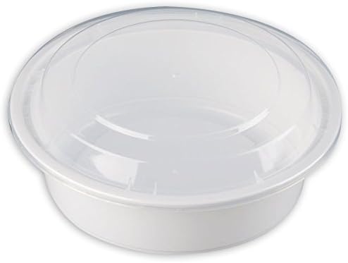 SafePro 32 грама. Бял кръгъл съд за микровълнова фурна с Прозрачен капак, Обяд-bento-Бокс, Контейнери за храна за вкъщи (Калъф от 50 броя)