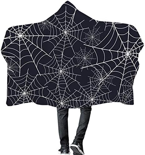 Завивки С Качулка Самоличността на Цветни Супер Меки, Стил Хелоуин 3D Дигитален Печат за Носене Nap Дъждобран Двоен Слой Одеяло Топло Одеяло за Бебе Възрастни
