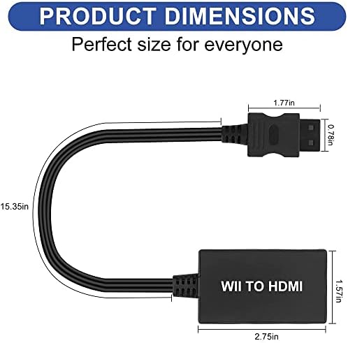 PC 1080 P 720 P Изход Видео и Аудио Монитор Дисплей Wii към HDMI Конвертор 3,5 мм Жак Адаптер с кабел HDMI(черен)
