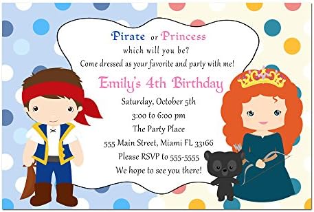 30 Покани Pirate Принцеса Момиче Момче Рожден Ден На Персонализирани Карти Фотохартия