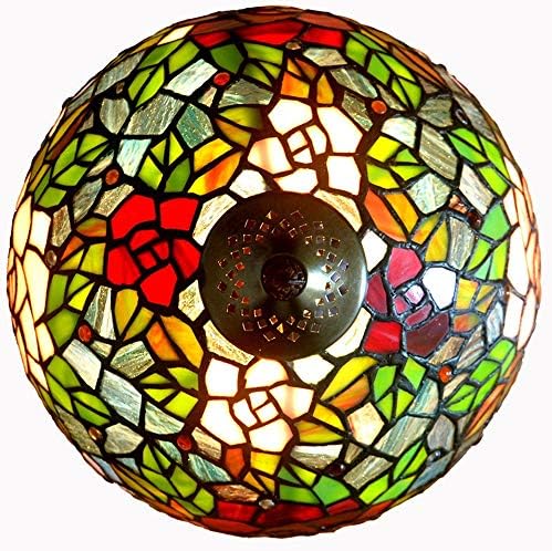 Raxinbang Настолна лампа LED Тифани Стил Роза Топло Романтичен Цвят Стъклени Украшения Спални Пони Настолна Лампа