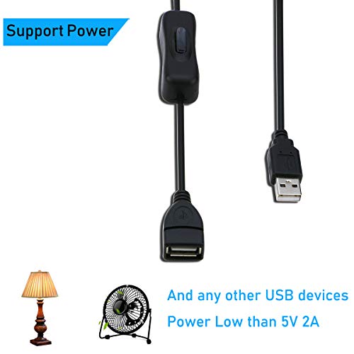 RIITOP USB удължителен кабел с превключвател за ВКЛЮЧВАНЕ/Изключване на USB Мъж до Жена Поддръжка на кабел за данни (и хранене) за USB слушалки, led ленти(2 бр.)