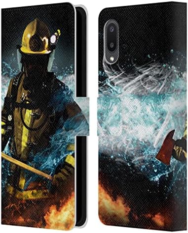 Head Case Designs Официално Лицензиран Джейсън Булард Пожарникар 1 Пожарникар Кожена Книга Портфейл Калъф е Съвместим с Samsung Galaxy А02/M02 (2021)