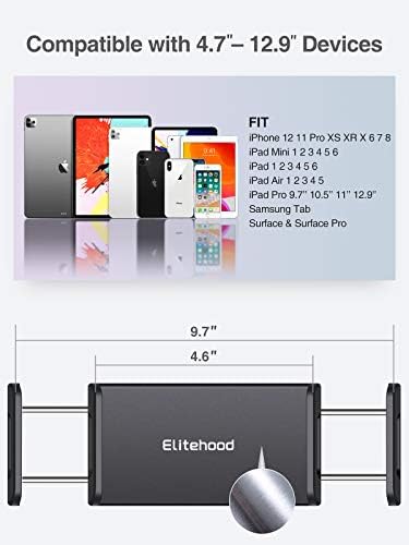 elitehood Metal iPad Tripod Stand & Adjustable 72' Gooseneck Tablet Floor Stand Holder, Heavy Duty Aluminum iPad Floor Stand for iPad Pro 12.9 11, Mini, Air, iPhone and 4.7-12.9 Таблети Cell Phones