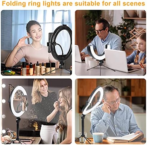 10 Околовръстен лампа MACTREM LED Light Ring със статив, скоба и държач телефон за YouTube Video, Грим,