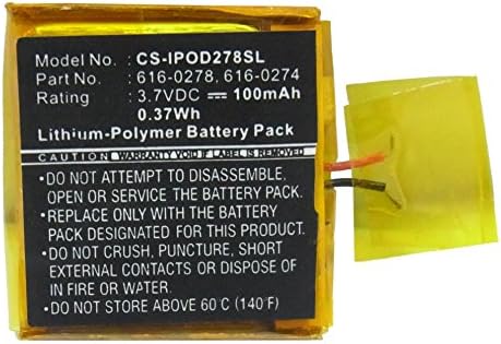 3.7 V 616-0274, 616-0278 Замяна на батерията Li-Polymer Pack е Подходящ за самото начало казваше iPod Shuffle G2 1 GB, iPod Shuffle G3 (100mAh)