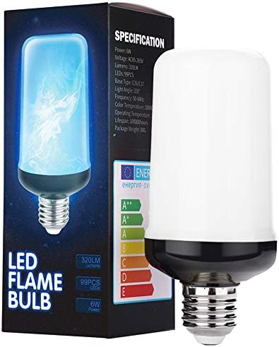 Pretigo LED Blue Flame Effect Light Bulbs, 6W E26/E27 Simulated Fire, 4 Режима Видове Блещукащите Светлини