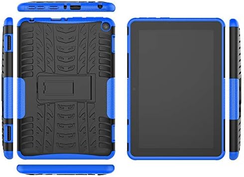 Tablet PC Cover Tablet Case Cover for Kindle Fire HD 8 2020/Fire8 Plus Tire Texture Shockproof TPU+PC Protective Case with Folding Handle Stand (Цвят : Dark Blue)