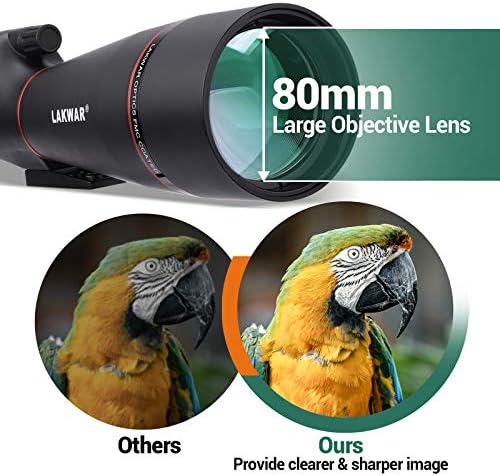 LAKWAR 20-60x80mm HD Зрителната Тръба за Наблюдение на Птици, Монокулярный Телескоп BAK4 45-Градусов Ъгъл
