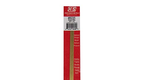 Латунная лента K&S 8235, дебелина 0,025 инча x широчина 1/4 инча x дължина 12 см, 1 бр., Направено в САЩ