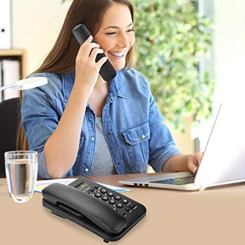 Кабелен телефон,Стационарен Телефон FSK/DTMF Dual System Home Hotel Кабелен телефон с Дисплей Caller ID KX-T076(черен)