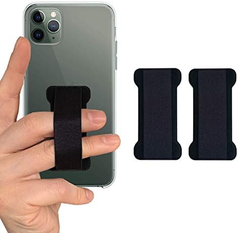 WUOJI - Finger Strap Phone Holder - Ultra Thin Anti-Slip Universal Cell Phone Grips Band Holder for Back of Phone-2Pack(черен)