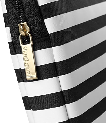 Vangoddy Luxe B Series Black White Stripe Lightweight Padded Zipper Carrying Sleeve for Lenovo IdeaPad,