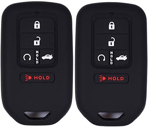 Hvasun 2 бр. Черно Пълен Защитен Силиконов Ключ от Джоба си Дистанционно Гума Ключ Калъф 5 Бутона за 2015 2017 2018 Honda Accord, Civic EX-L Pilot CR-V Smart Key