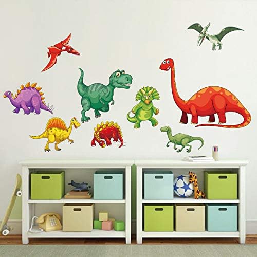 decalmile Цветни Динозаврите Стикери За Стена Детски Стикери За Стена Детски Детски Детски Спални Декора