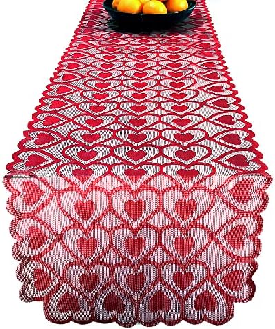 SaktopDeco Red Table Runner свети валентин Day Runner Heart for свети валентин Day Wedding Party Decorations