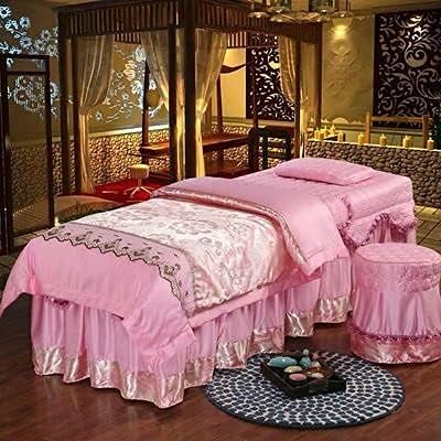 XH&XH 4-Piece Massage Bed Sheet Set Table Skirt Bed, Beauty Bedspread High-end Four-Piece Cotton Bedspread for Physiotherapy Beauty Salon Smoked Shampoo Bedspread (Цвят: месинг, размер: 60180cm)